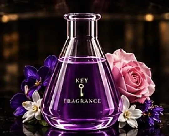 Violet White Key by Key Fragrance, purple bottle